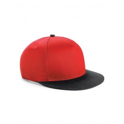 Rød / sort Junior Snapback cap med navn på