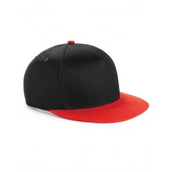 Sort / rød Junior Snapback cap med navn på